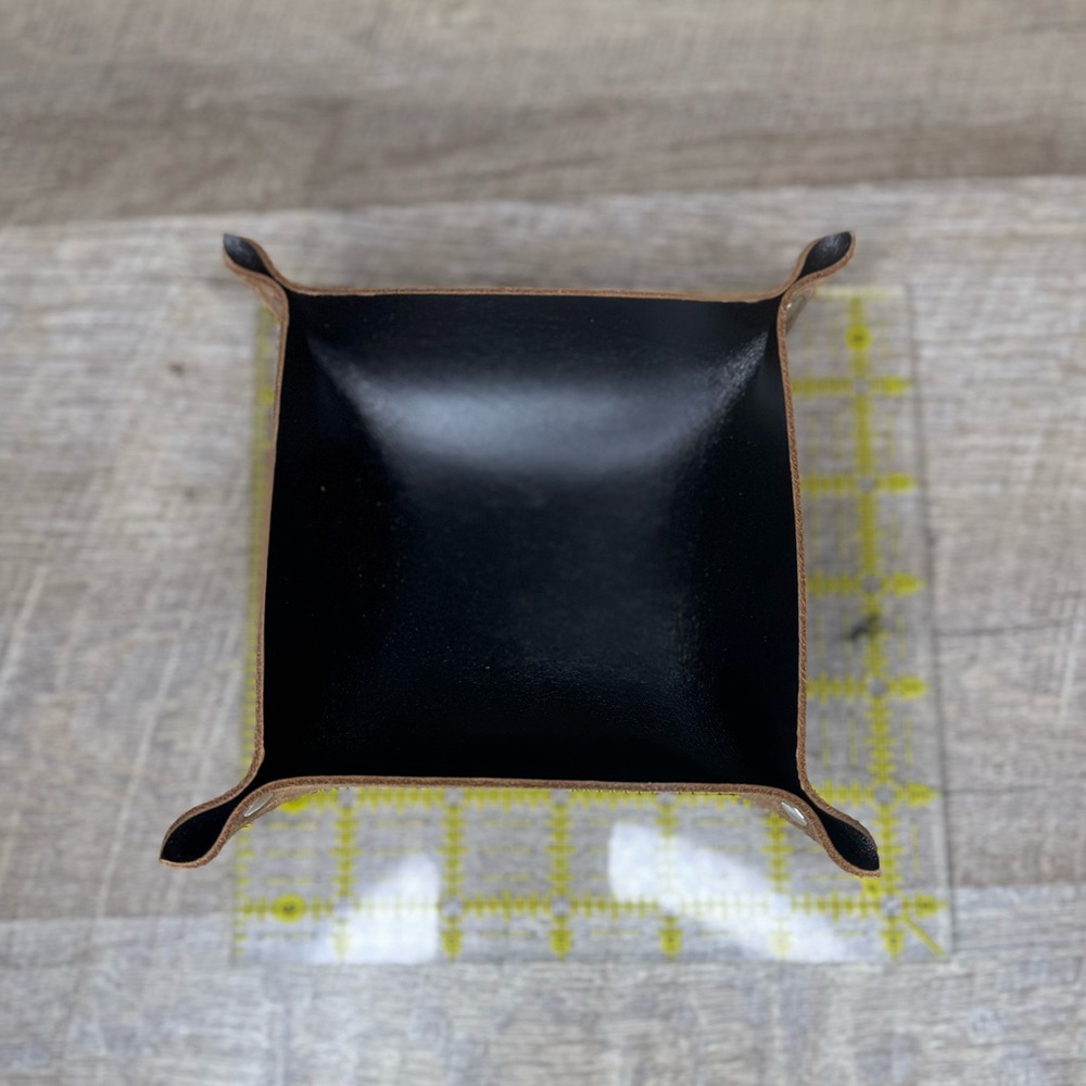 Valet Tray Trinket Vanity Jewelry Bedside Table Tray black top grain leather - Picture 4 of 4